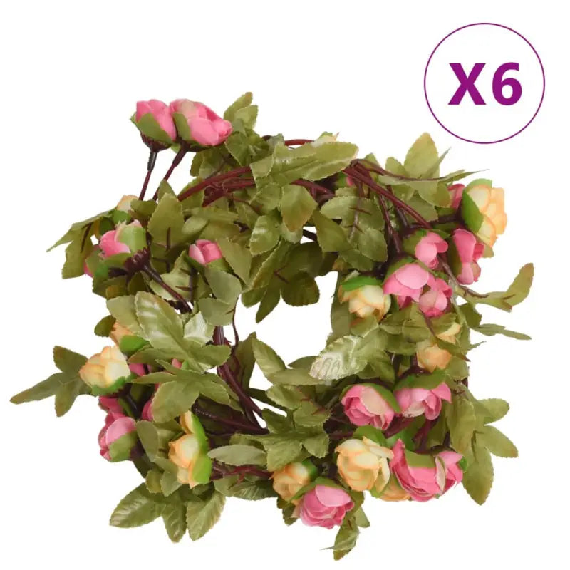 Kerstslingers met bloemen voor een romantische sfeer - Roze - Kransen en slingers