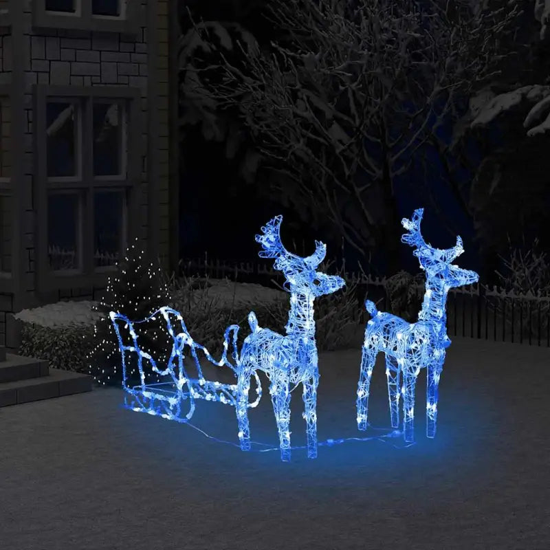Kerstverlichting met twee rendieren en slee voor warme feestverlichting - Blauw / 43 x 11 x 55 cm (2 pcs) / 1
