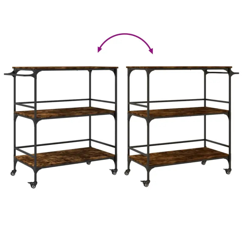 Keukentrolley van bewerkt hout voor vintage uitstraling en extra opbergruimte - Keukentrolleys