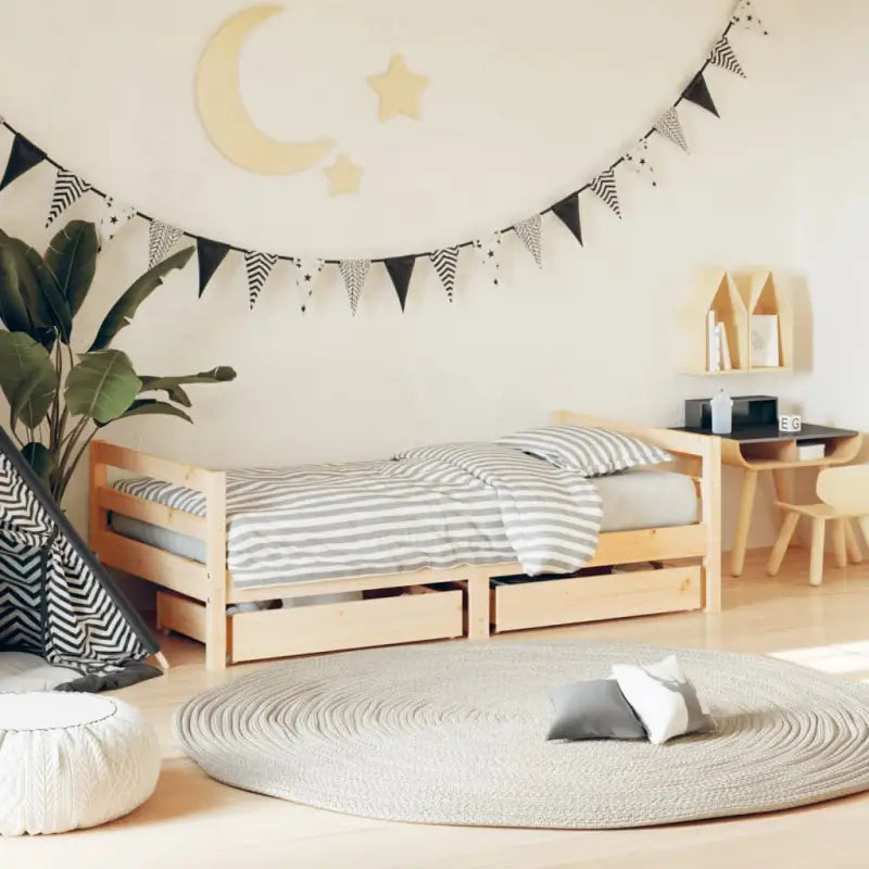 Kinderbed van massief grenenhout met elegant en tijdloos design - Naturel / 80 x 160 cm - Peuter- & kinderbedden