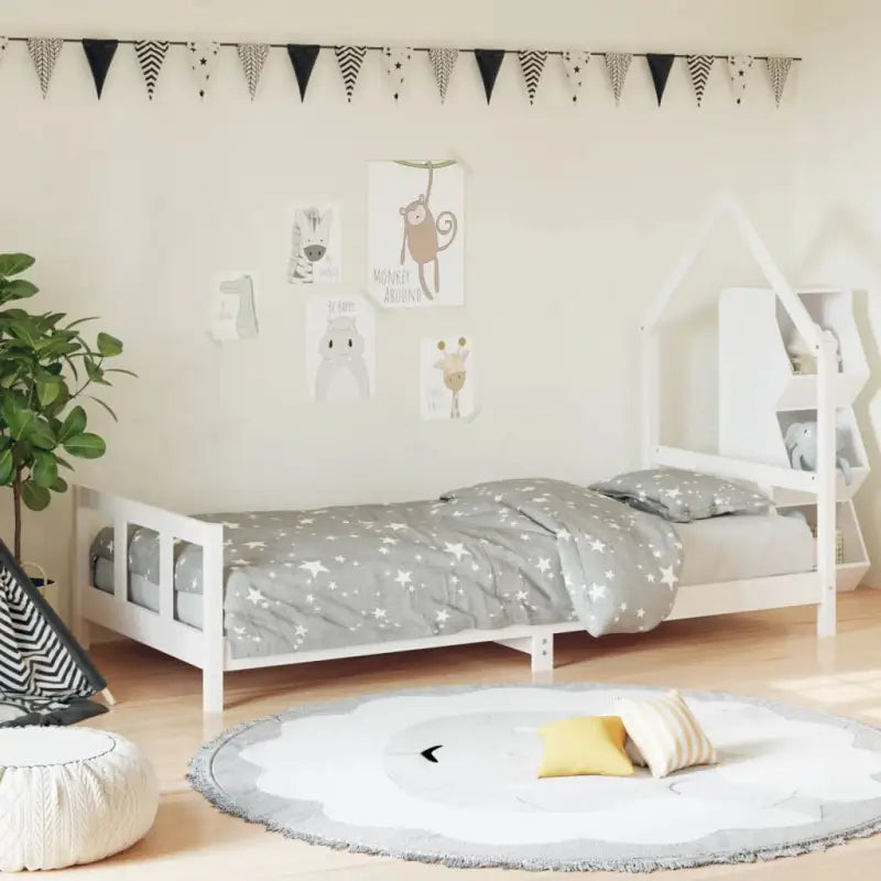 Kinderbed van massief grenenhout voor een gezellige en duurzame slaapkamer - Wit / 90 x 200 cm - Peuter- & kinderbedden