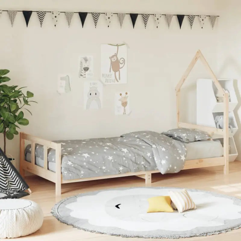Kinderbed van massief grenenhout voor een gezellige en duurzame slaapkamer - Naturel / 90 x 190 cm - Peuter- &