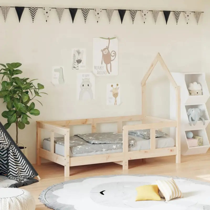 Kinderbed van massief grenenhout voor een gezellige en duurzame slaapkamer - Naturel / 70 x 140 cm - Peuter- &