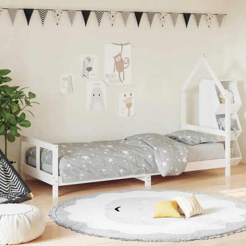 Kinderbed van massief grenenhout voor een gezellige en duurzame slaapkamer - Wit / 80 x 200 cm - Peuter- & kinderbedden