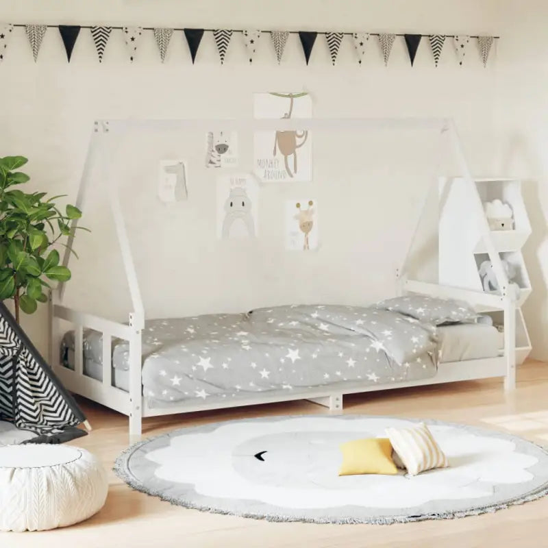 Kinderbed van massief grenenhout voor een plezierige slaapkamer - Wit / 90 x 190 cm - Peuter- & kinderbedden