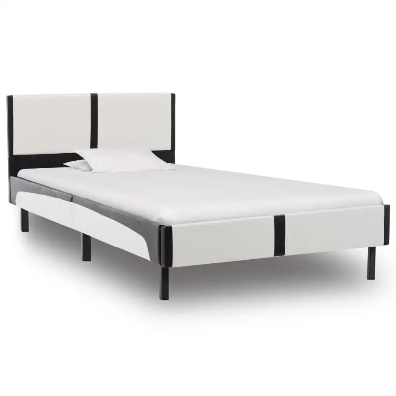 Klassiek bedframe met gepoedercoat stalen poten en elegant design - Wit en zwart / 90 x 200 cm - Bedden & bedframes