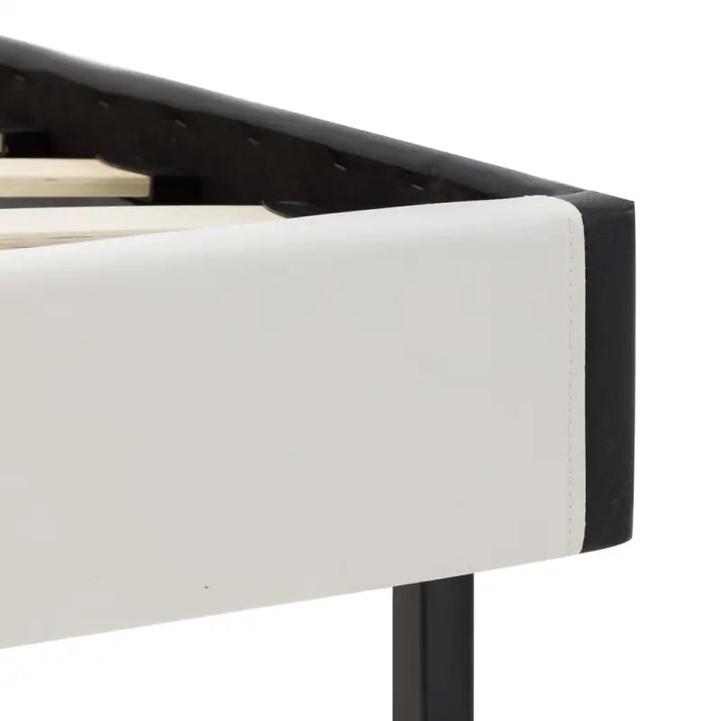 Klassiek bedframe met gepoedercoat stalen poten en elegant design - Wit en zwart / 90 x 200 cm - Bedden & bedframes