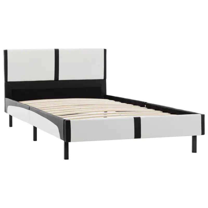 Klassiek bedframe met gepoedercoat stalen poten en elegant design - Wit en zwart / 90 x 200 cm - Bedden & bedframes