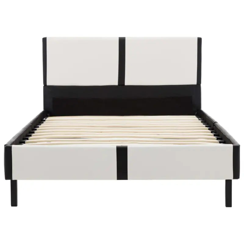 Klassiek bedframe met gepoedercoat stalen poten en elegant design - Wit en zwart / 90 x 200 cm - Bedden & bedframes