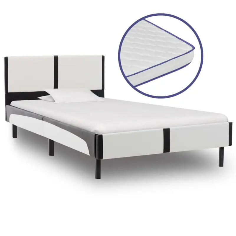 Klassiek bedframe met gepoedercoat stalen poten en elegant design - Wit en zwart / 90 x 200 cm - Bedden & bedframes