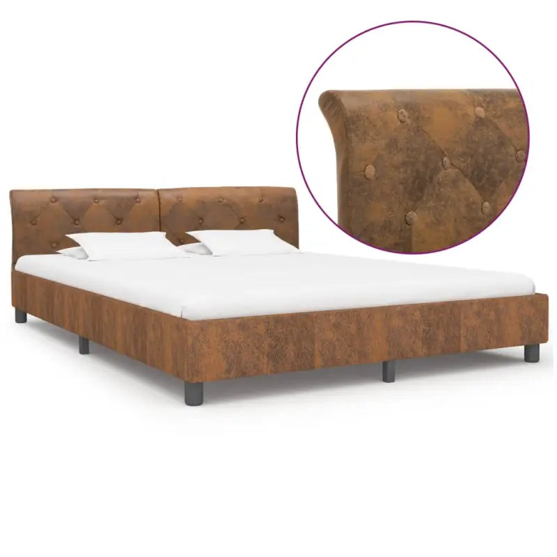 Klassiek bedframe met gepoedercoat stalen poten voor elegante slaapkamers - Bruin / 180 x 200 cm - Bedden & bedframes