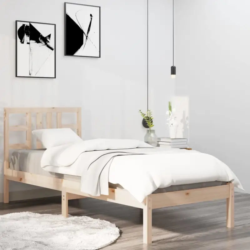 Klassiek bedframe met massief grenenhout en multiplex lattenbodem - Naturel / 90 x 190 cm - Bedden & bedframes