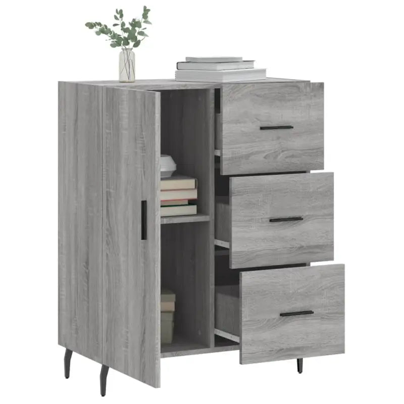 Klassiek dressoir van bewerkt hout in grijs sonoma stijl - Dressoirs & buffetkasten