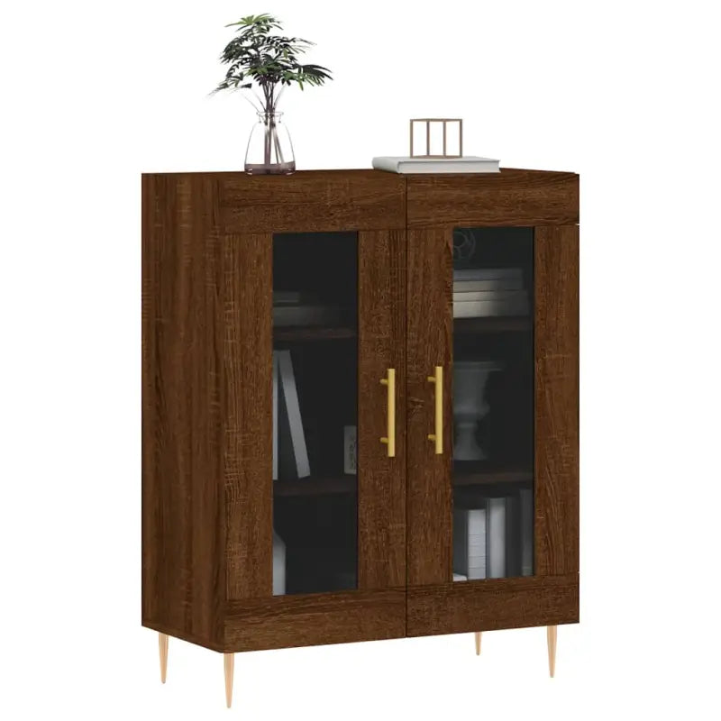 Klassiek dressoir van bewerkt hout met glazen details - Dressoirs & buffetkasten
