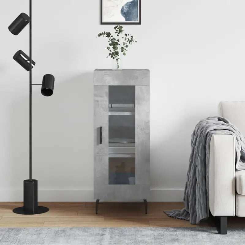 Klassiek dressoir van bewerkt hout met hoogglans wit afwerking - Betongrijs / 1 - Dressoirs & buffetkasten