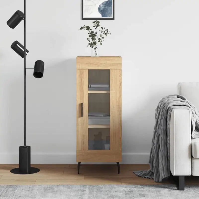 Klassiek dressoir van bewerkt hout met hoogglans wit afwerking - Sonoma eiken / 1 - Dressoirs & buffetkasten