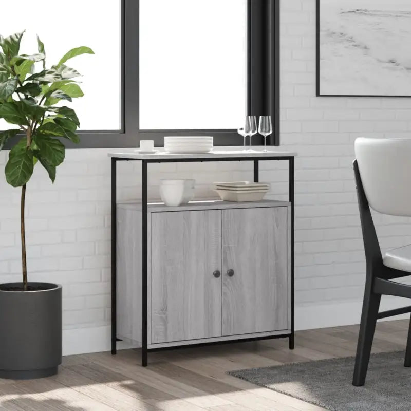 Klassiek dressoir van bewerkt hout met stevig blad en verstelbare poten - Grijs sonoma / 1 - Dressoirs & buffetkasten