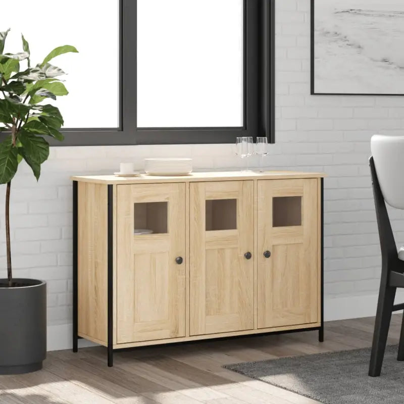 Klassiek dressoir van bewerkt hout met verstelbare poten - Sonoma eiken / 1 - Dressoirs & buffetkasten