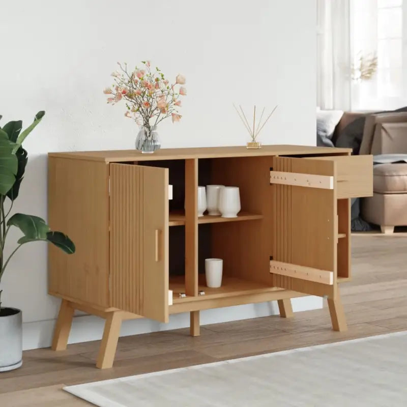 Klassiek dressoir van massief grenenhout met houten poten - Dressoirs & buffetkasten