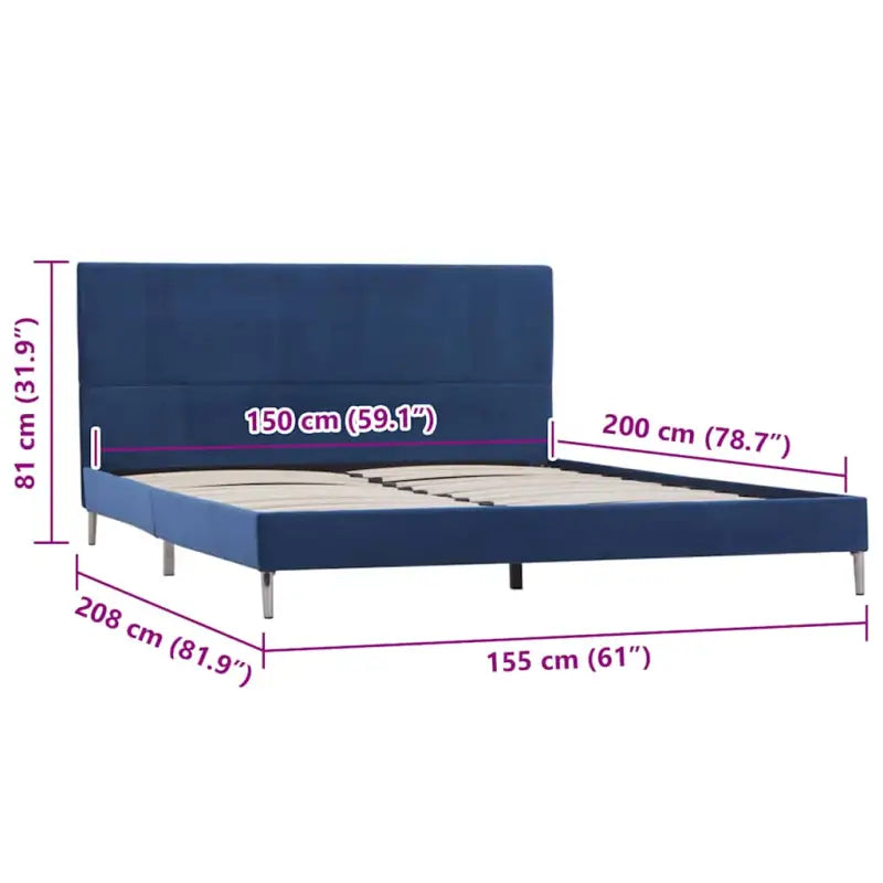 Klassiek en elegant bedframe voor een charmante slaapkamer sfeer - Blauw / 150 x 200 cm - Bedden & bedframes