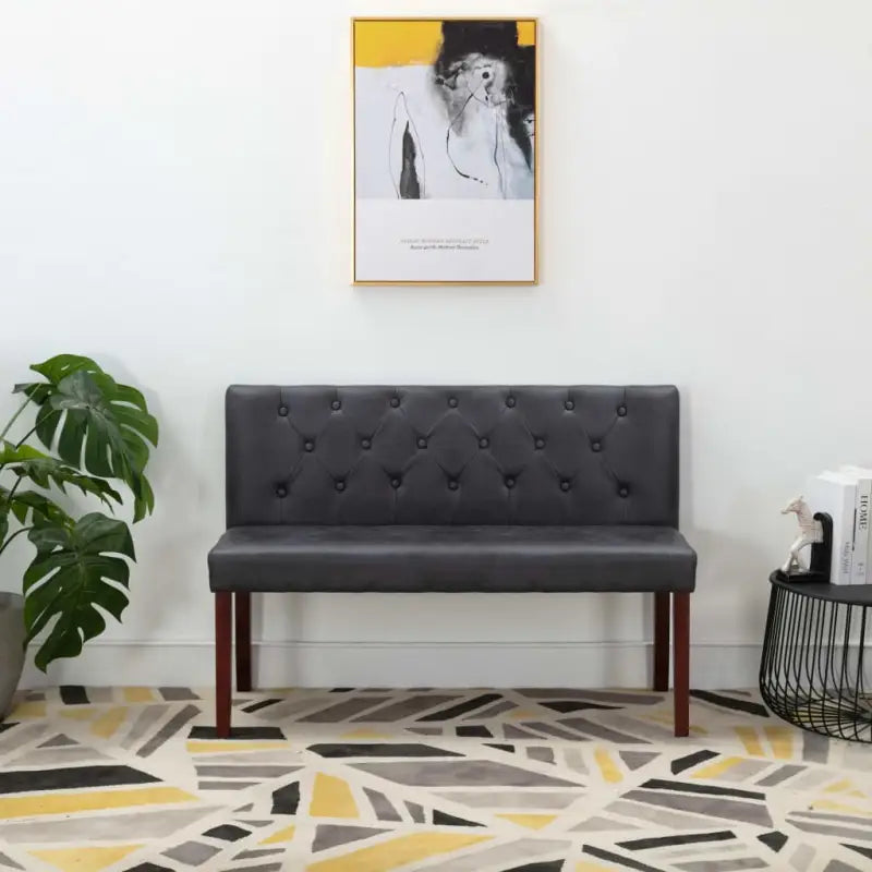 Klassiek Halbankje met Knopenpatroon en Kunstsuède Bekleding - Grijs / 120 cm - Opberg- & halbankjes