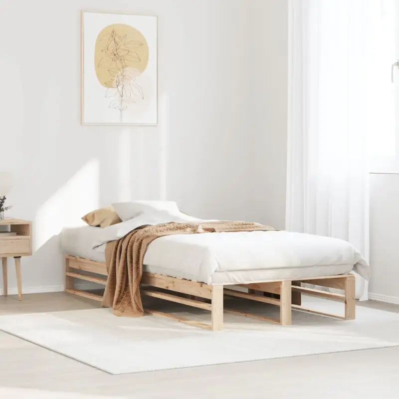 Klassiek houten bed met massief grenenhout voor een moderne slaapkamer - Naturel / 90 x 200 cm - Bedden & bedframes