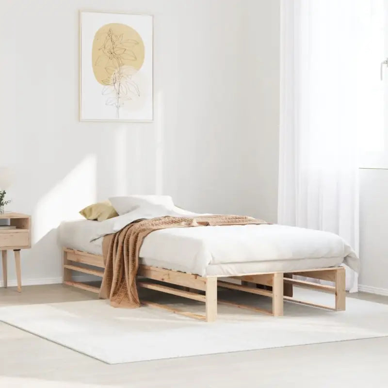 Klassiek houten bed met massief grenenhout voor een moderne slaapkamer - Naturel / 75 x 190 cm - Bedden & bedframes