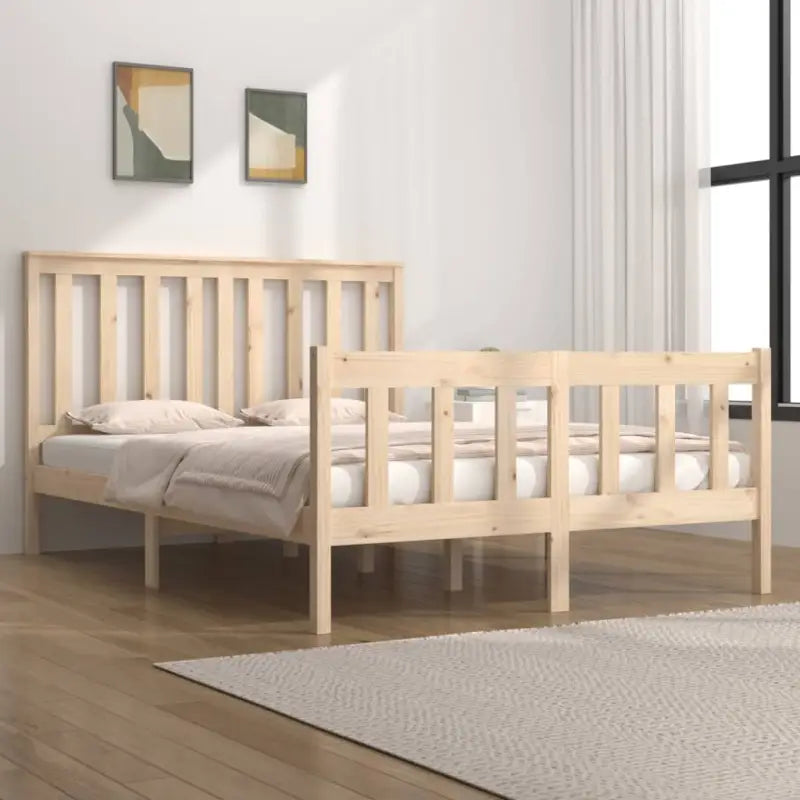 Klassiek houten bedframe van massief grenenhout met levering bevat - Naturel / 135 x 190 cm - Bedden & bedframes