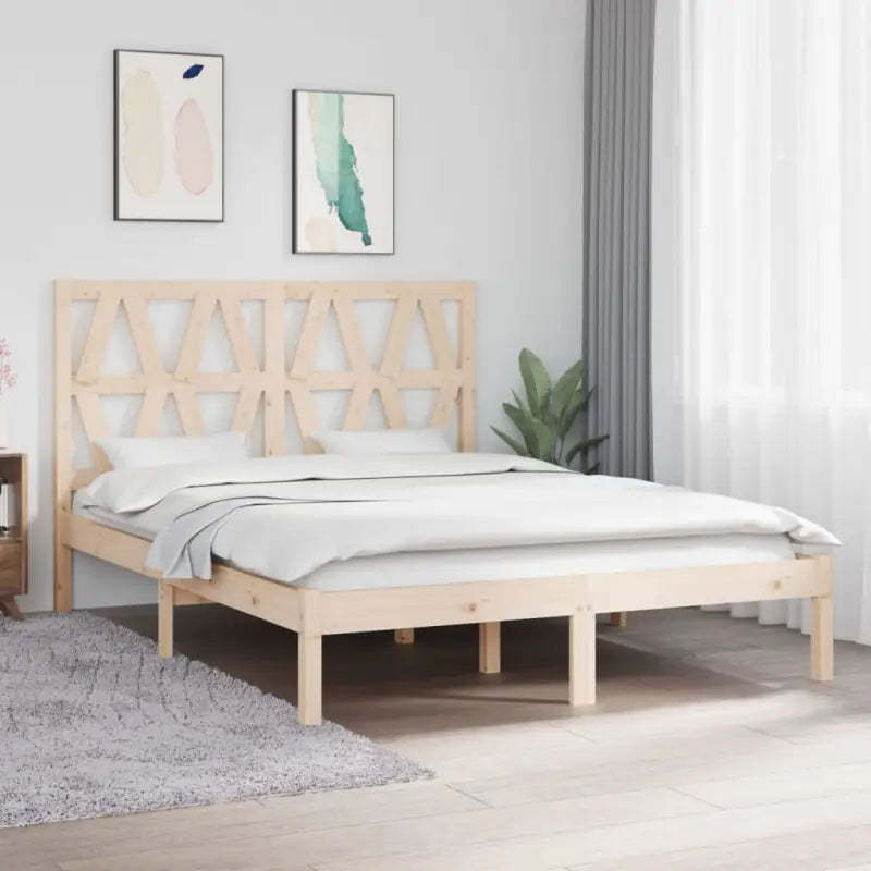 Klassiek houten bedframe van massief grenenhout met levering bevat - Naturel / 140 x 190 cm - Bedden & bedframes
