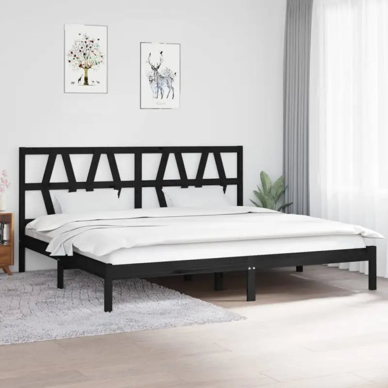 Klassiek houten bedframe van massief grenenhout met levering bevat - Zwart / 200 x 200 cm - Bedden & bedframes