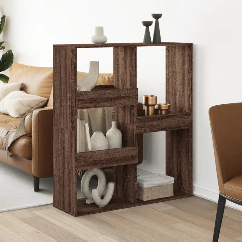Klassiek kamerscherm van bewerkt hout voor modern interieur - bruin eikenkleur / 1 / 115 cm - Boekenkasten