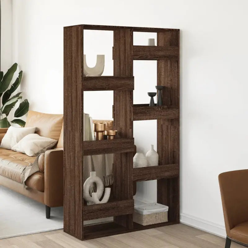 Klassiek kamerscherm van bewerkt hout voor modern interieur - bruin eikenkleur / 1 / 175 cm - Boekenkasten