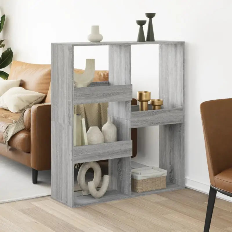 Klassiek kamerscherm van bewerkt hout voor modern interieur - Grijs sonoma / 1 / 115 cm - Boekenkasten