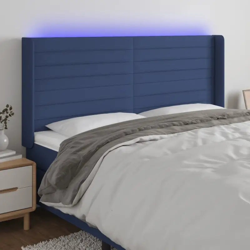 Klassiek LED Hoofdbord 147x16x118 voor een moderne slaapkamer uitstraling - Blauw / 203 x 16 x 118/128 cm / 1