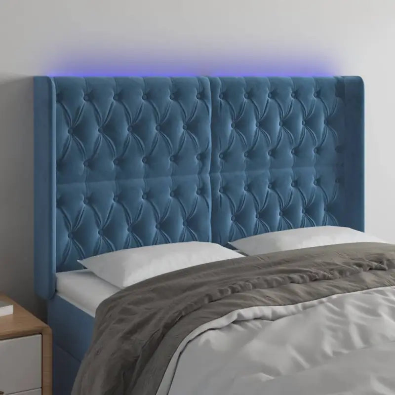 Klassiek LED Hoofdbord en Voetbord voor een moderne slaapkamer - Donkerblauw / 147 x 16 x 118/128 cm / 1 - Hoofdborden