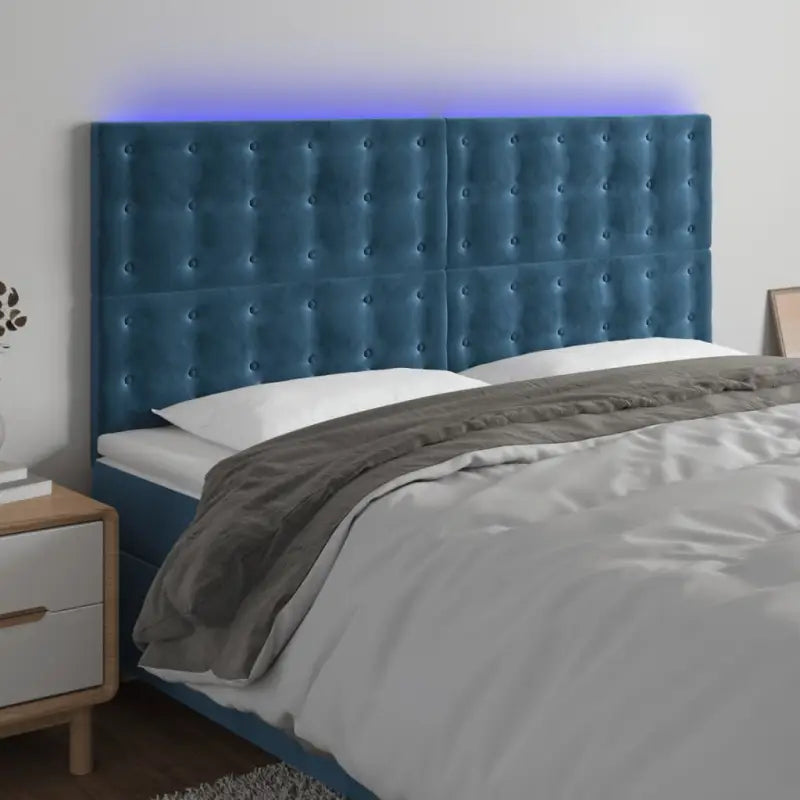 Klassiek LED Hoofdbord voor een Modern Slaapkamergevoel - Donkerblauw / 200 x 5 x 118/128 cm / 1 - Hoofdborden