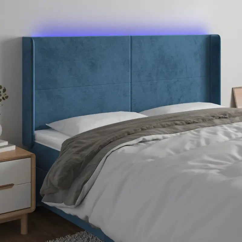 Klassiek LED-hoofdbord voor een moderne slaapkamer uitstraling - Donkerblauw / 183 x 16 x 118/128 cm / 1 - Hoofdborden