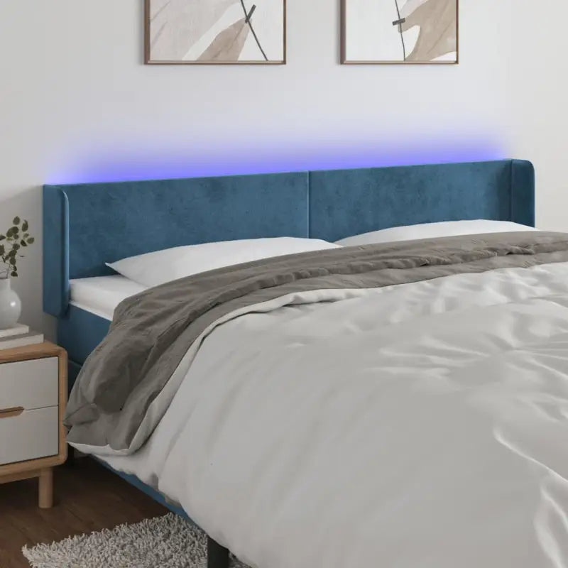 Klassiek LED-hoofdbord voor een moderne slaapkamer uitstraling - Donkerblauw / 203 x 16 x 78/88 cm / 1 - Hoofdborden