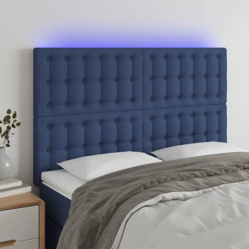 Klassiek LED Hoofdbord voor een moderne slaapkamer uitstraling - Blauw / 144 x 5 x 118/128 cm / 1 - Hoofdborden