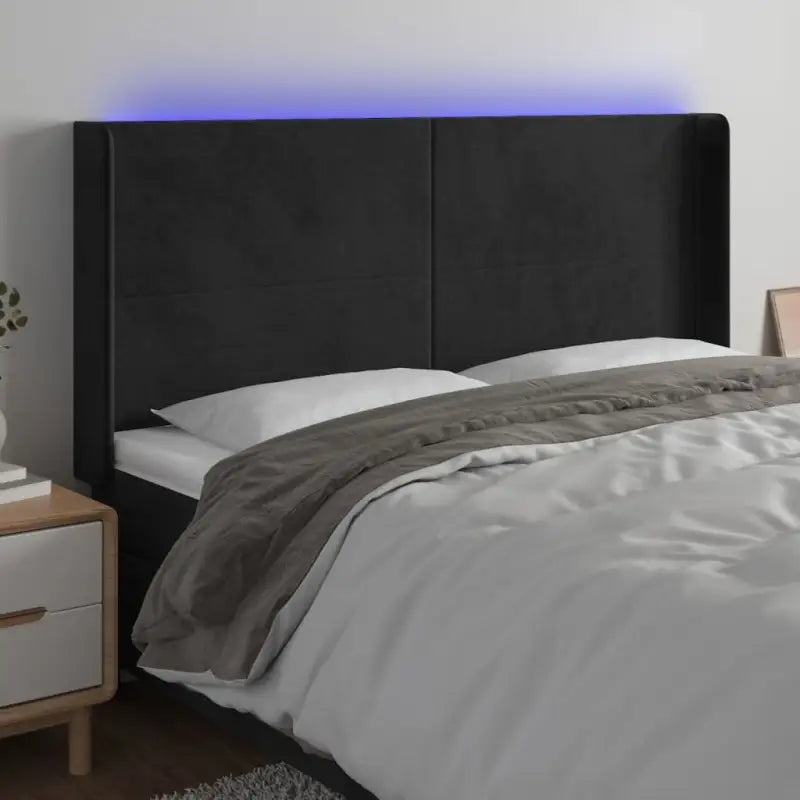 Klassiek LED-hoofdbord voor een moderne slaapkamer uitstraling - Zwart / 163 x 16 x 118/128 cm / 1 - Hoofdborden