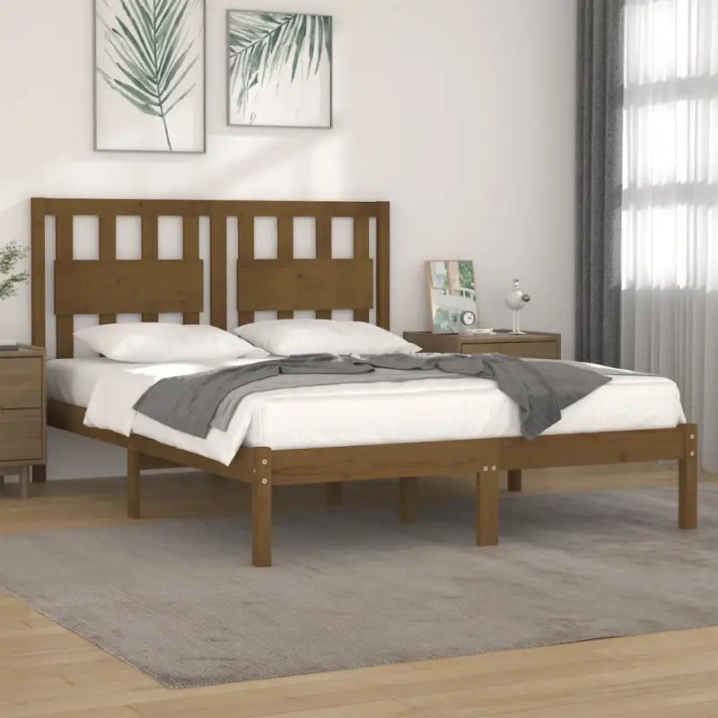 Klassiek massief grenenhout bedframe met levering bevat - Honingbruin / 200 x 200 cm - Bedden & bedframes