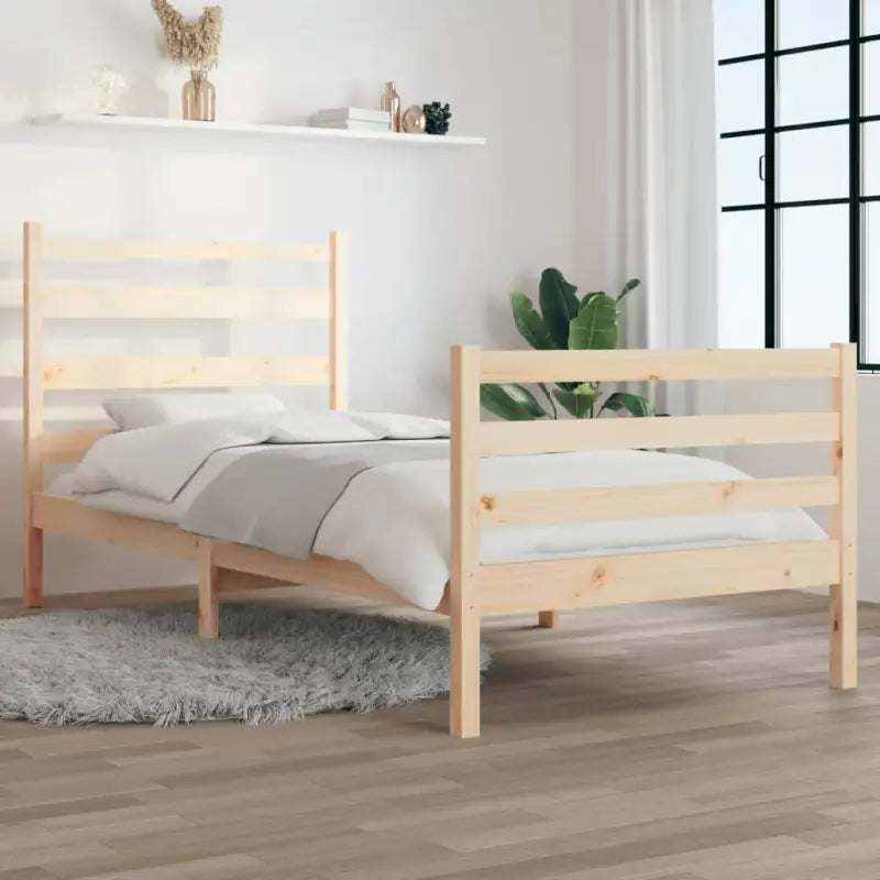 Klassiek massief grenenhouten bedframe met aanvullende ondersteuning - Naturel / 100 x 200 cm - Bedden & bedframes