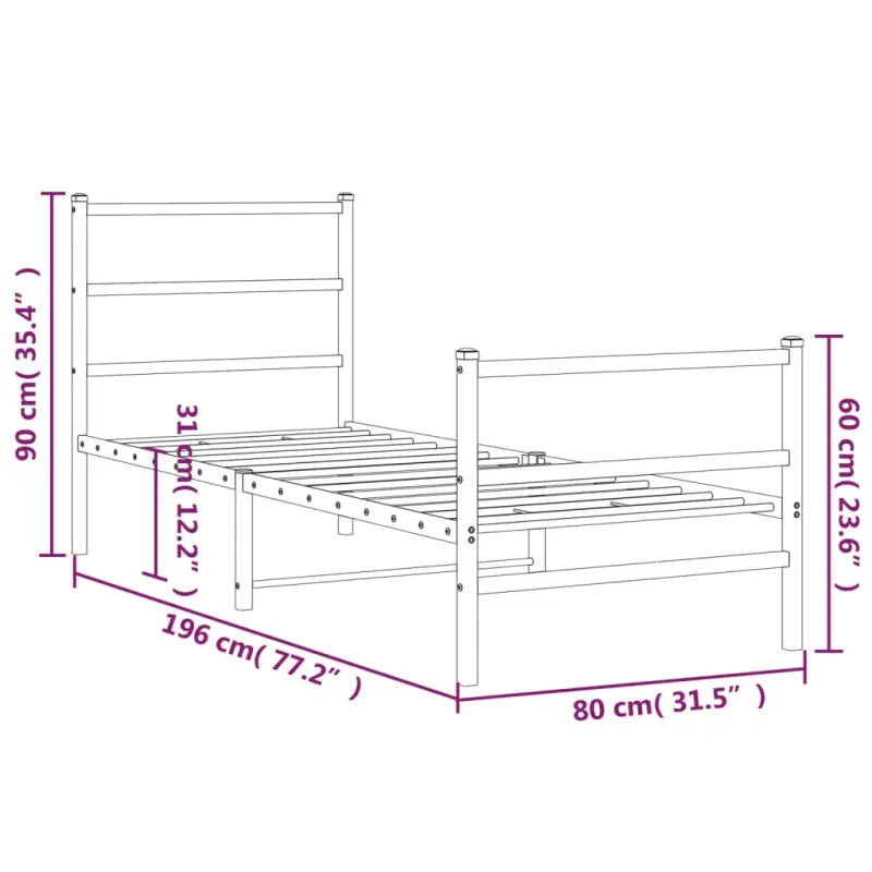 Klassiek metalen bedframe met extra opbergruimte en metalen latten - Bedden & bedframes