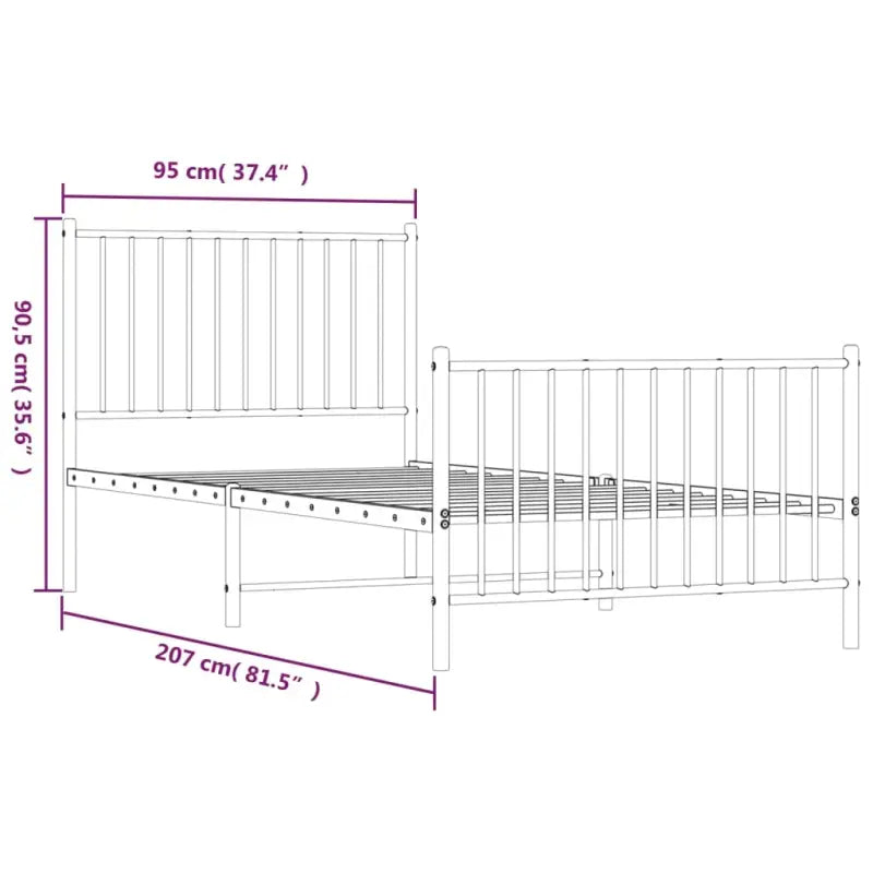 Klassiek metalen bedframe met extra opbergruimte en metalen latten - Bedden & bedframes