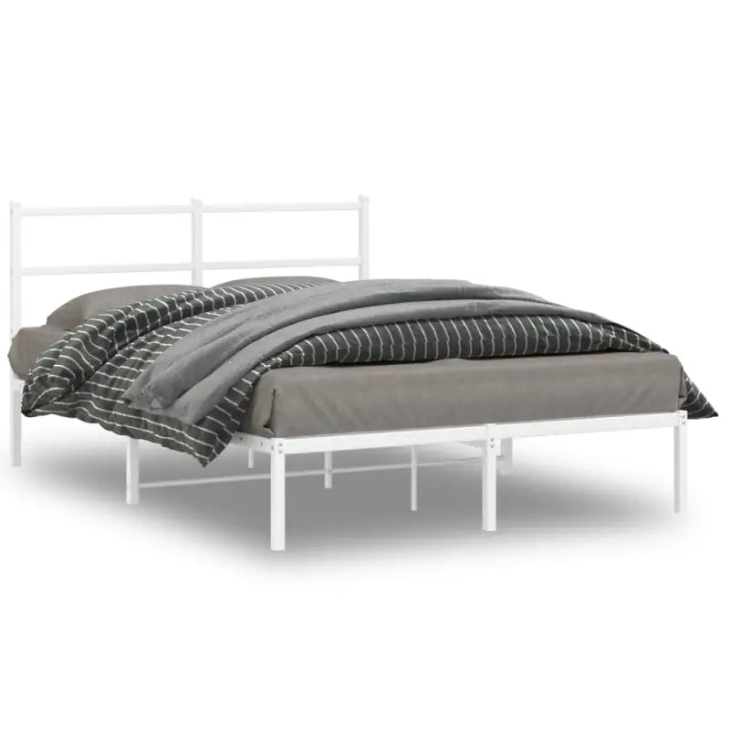 Klassiek metalen bedframe met extra opbergruimte en metalen latten - Wit / 135 x 190 cm / met hoofdbord - Bedden &