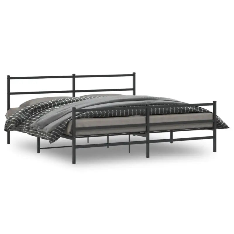 Klassiek metalen bedframe met extra opbergruimte en metalen latten - Zwart / 183 x 213 cm / met hoofdbord & voetbord
