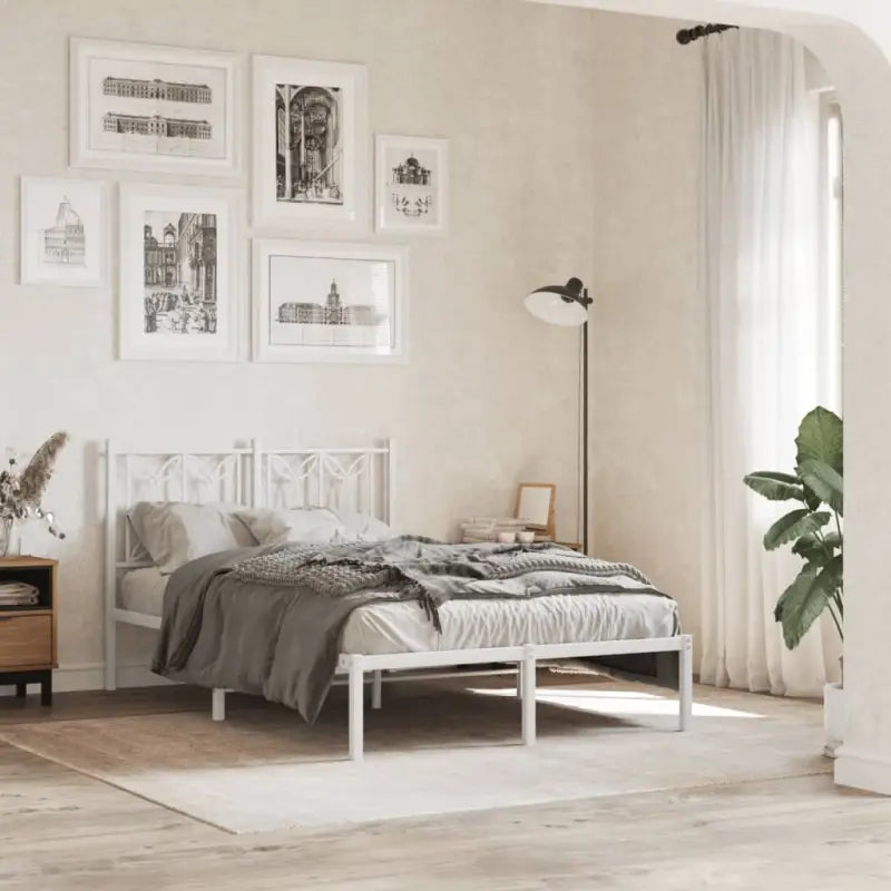 Klassiek metalen latten bedframe met extra opbergruimte - Wit / 120 x 190 cm / met hoofdbord - Bedden & bedframes