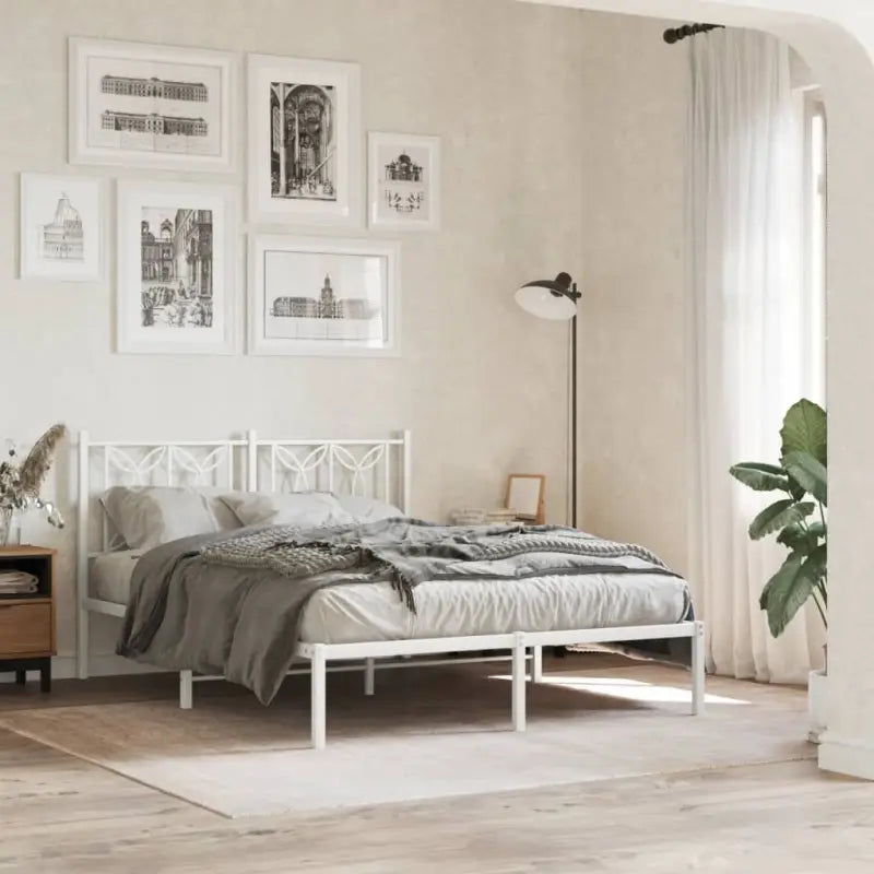 Klassiek metalen latten bedframe met extra opbergruimte - Wit / 140 x 200 cm / met hoofdbord - Bedden & bedframes