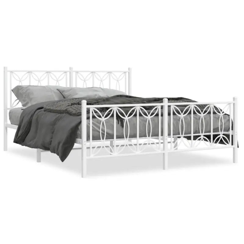 Klassiek metalen latten bedframe met extra opbergruimte - Wit / 160 x 200 cm / met hoofdbord & voetbord - Bedden &