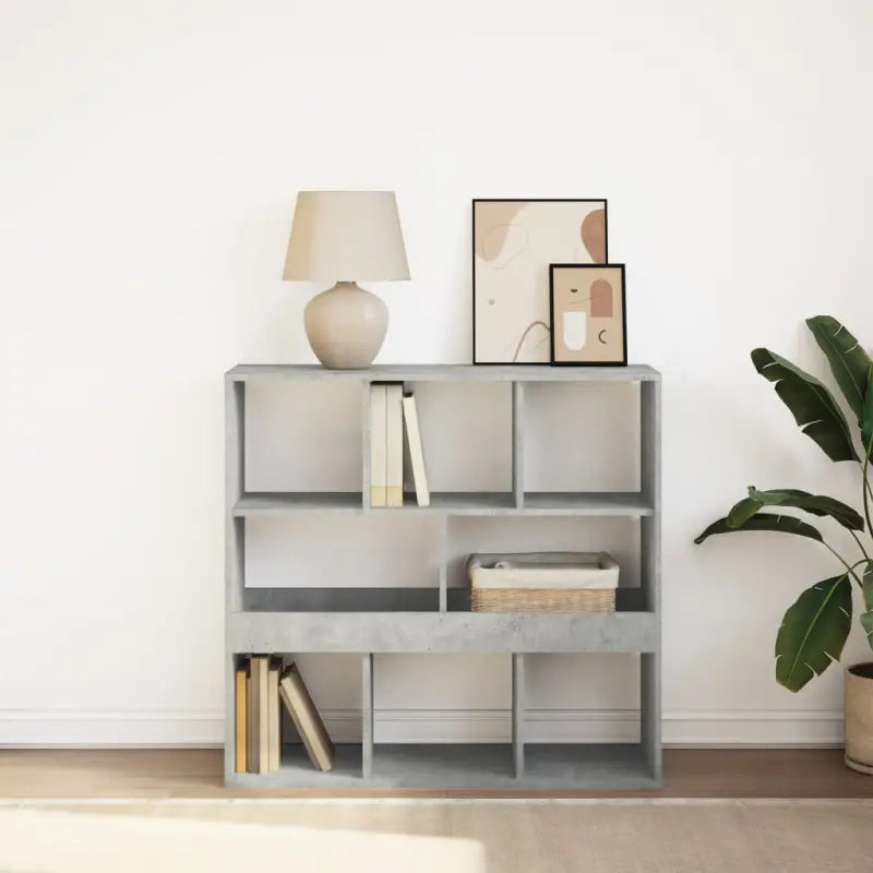 Klassieke Boekenkast van bewerkt hout met strak ontwerp - Betongrijs / 1 / 94.5 cm - Boekenkasten